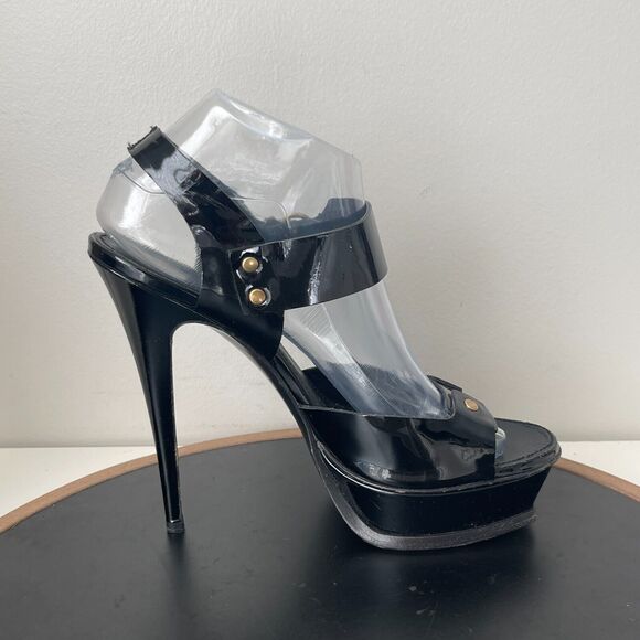 Yves Saint Laurent Heels Women 40 Black Patent Leather Platform Stiletto Italy‎ - Picture 8 of 16